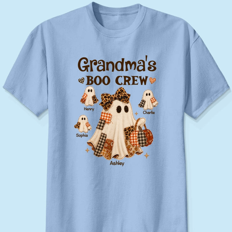 Grandma Fall Season Halloween Faux Patchwork Pattern Coquette - Personalized Shirt - Halloween Gift For Grandma