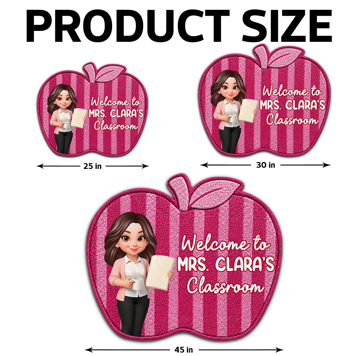 Trending Woman Style Teacher Apple Welcome To Classroom - Personalized Doormat - Back To School Gift For Teacher, Classroom Decor