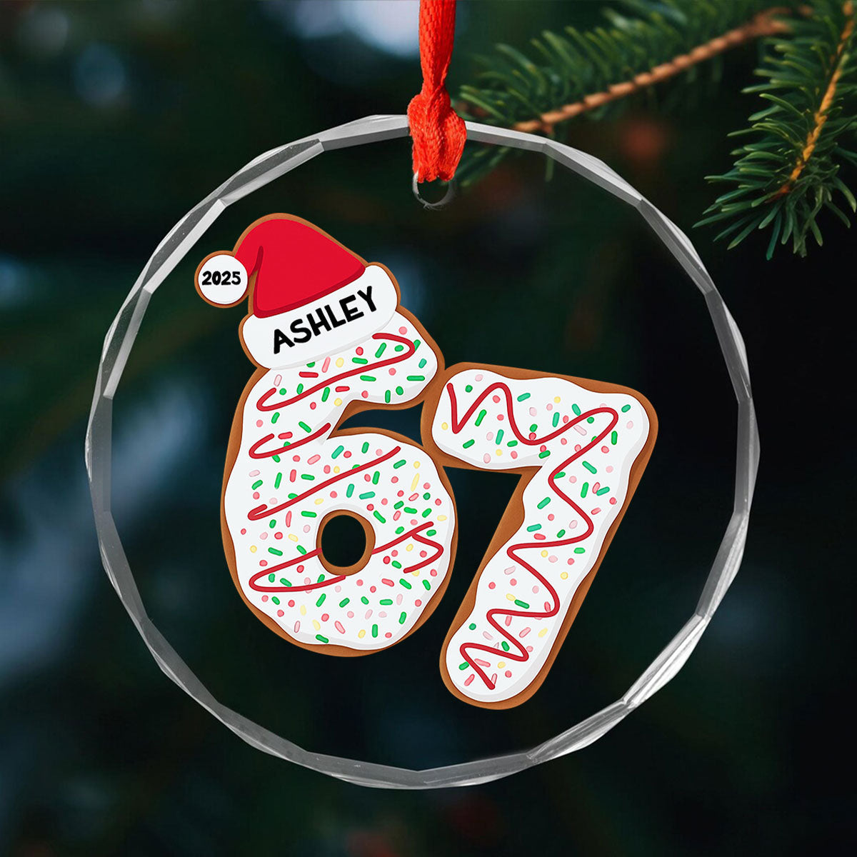 Custom Six Seven - Personalized Glass Ornament - Teen Slang Funny Tree Decor, Funny Teen Grandkid Gift