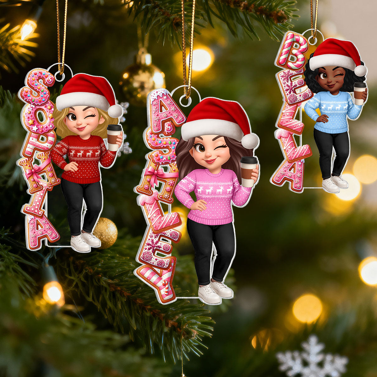 Custom Name Gingerbread Alphabet - Personalized Acrylic Ornament - Christmas Gift for Besties