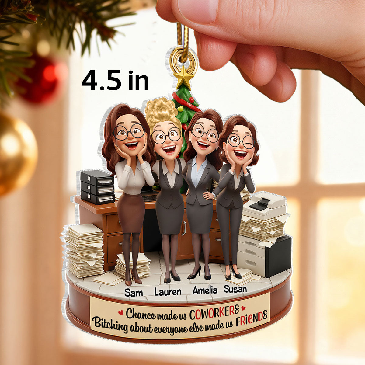 Chance Made Us Coworkers - Personalized Acrylic Ornament - Funny Christmas Gift for Work Besties