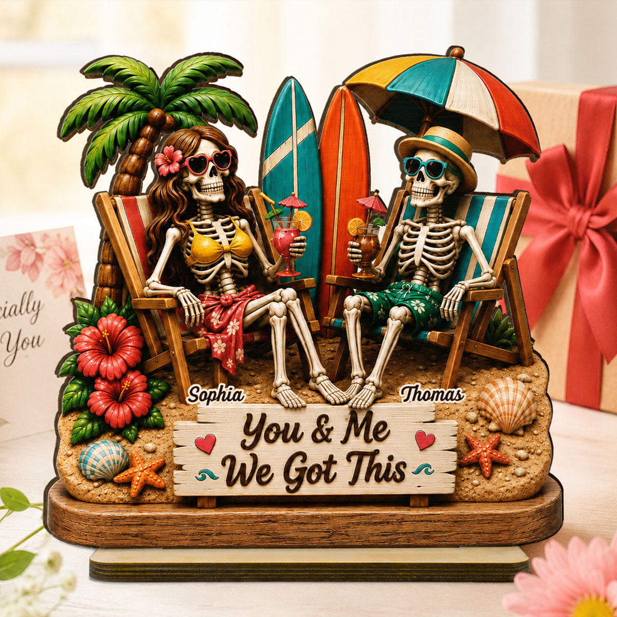 Perfect Summerween Couple Decoration - Personalized Wooden Plaque - Gift For Couple, Him, Her