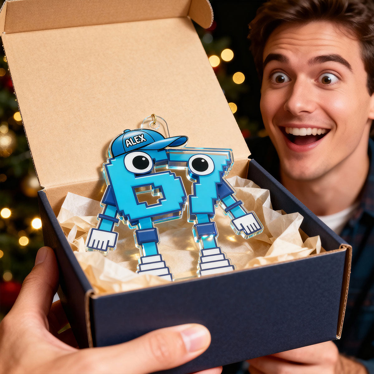 3D Effect 67 Brain Rot Christmas Ornament – Personalize Funny Roblox Style Kid Gift