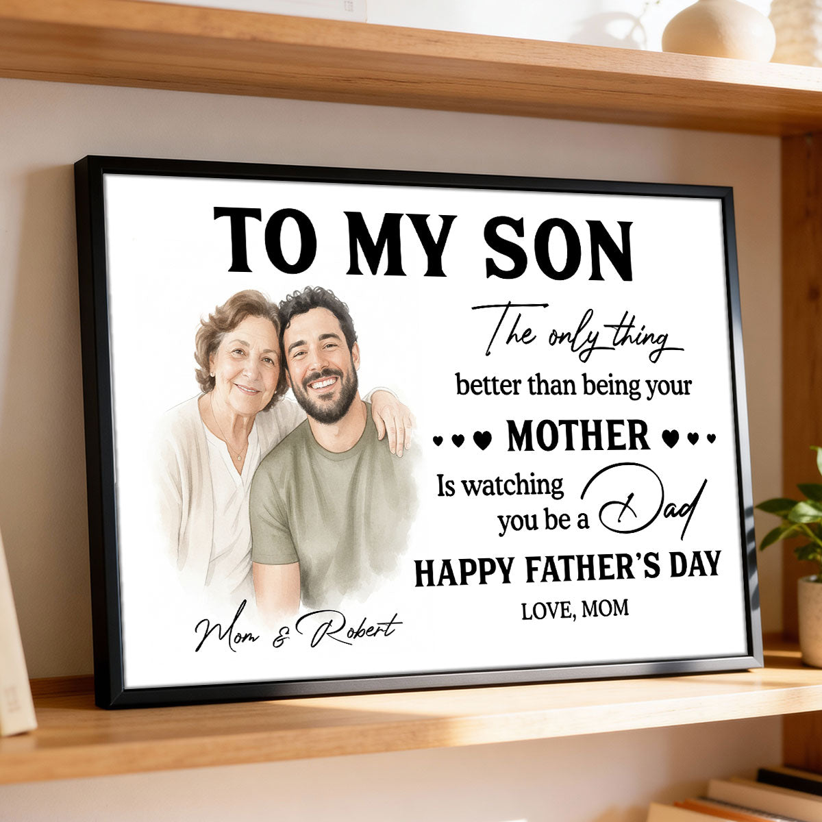 Watercolor Style To My Son From Mom - Personalized Poster - Father's Day Gift For Son
