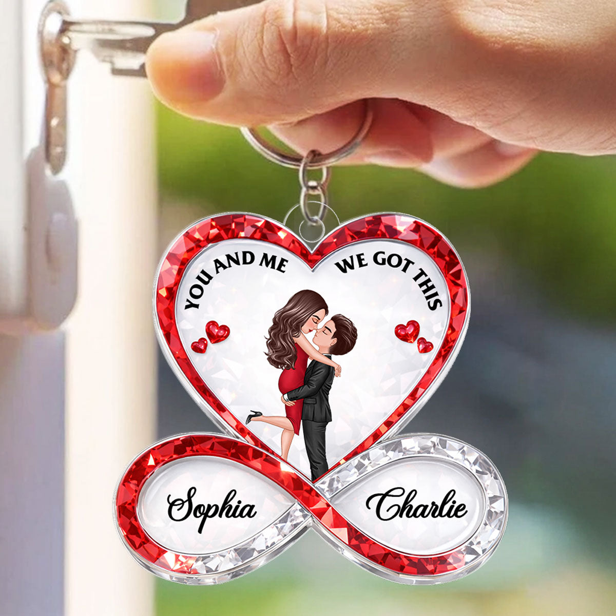 Couple Infinity Love 3D Crystal Effect - Personalized Acrylic Keychain - Sentimental Valentine's Day Gift for Her, for Him