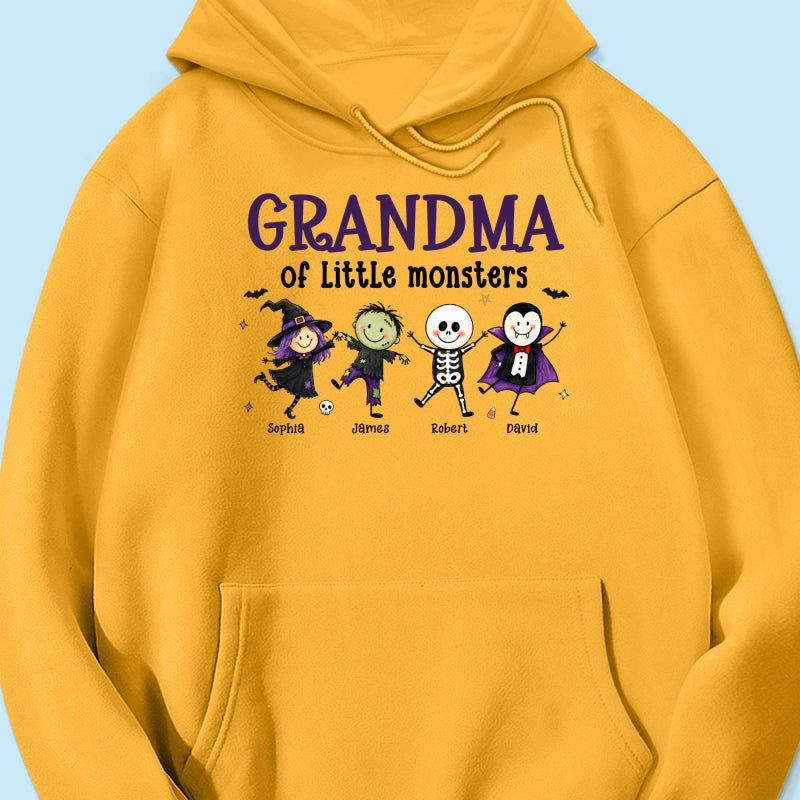 Grandma Mom Of Little Monsters Cute Doodle Characters - Personalized Shirt - Halloween Costume For Mom Grandma