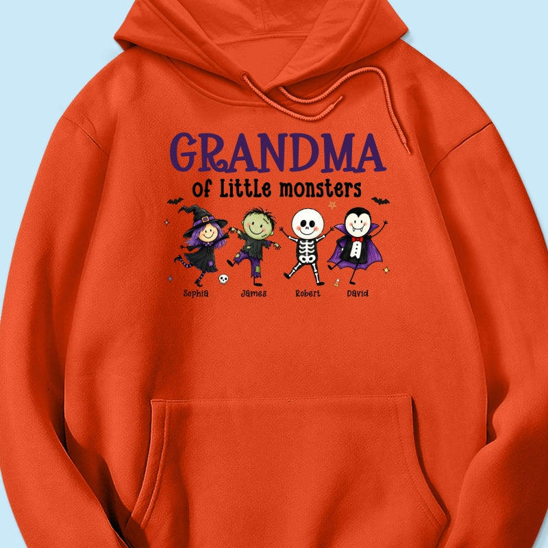 Grandma Mom Of Little Monsters Cute Doodle Characters - Personalized Shirt - Halloween Costume For Mom Grandma