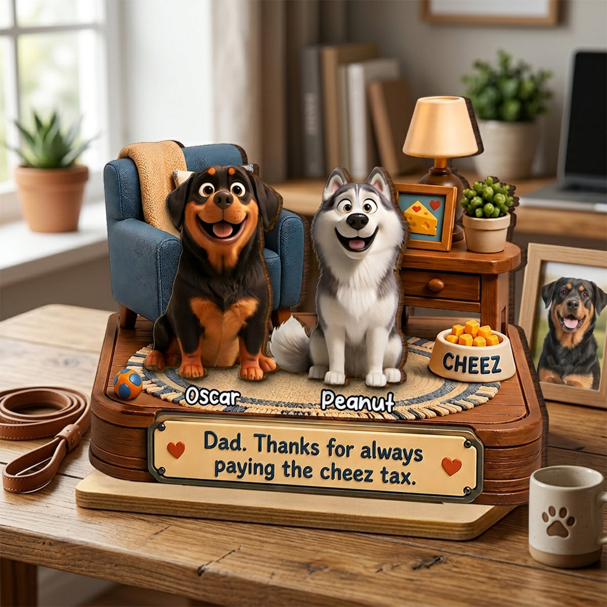 Cheese Tax Dog Dad - Personalized 2-Layered Wooden Plaque -  Gift for Dog Dad