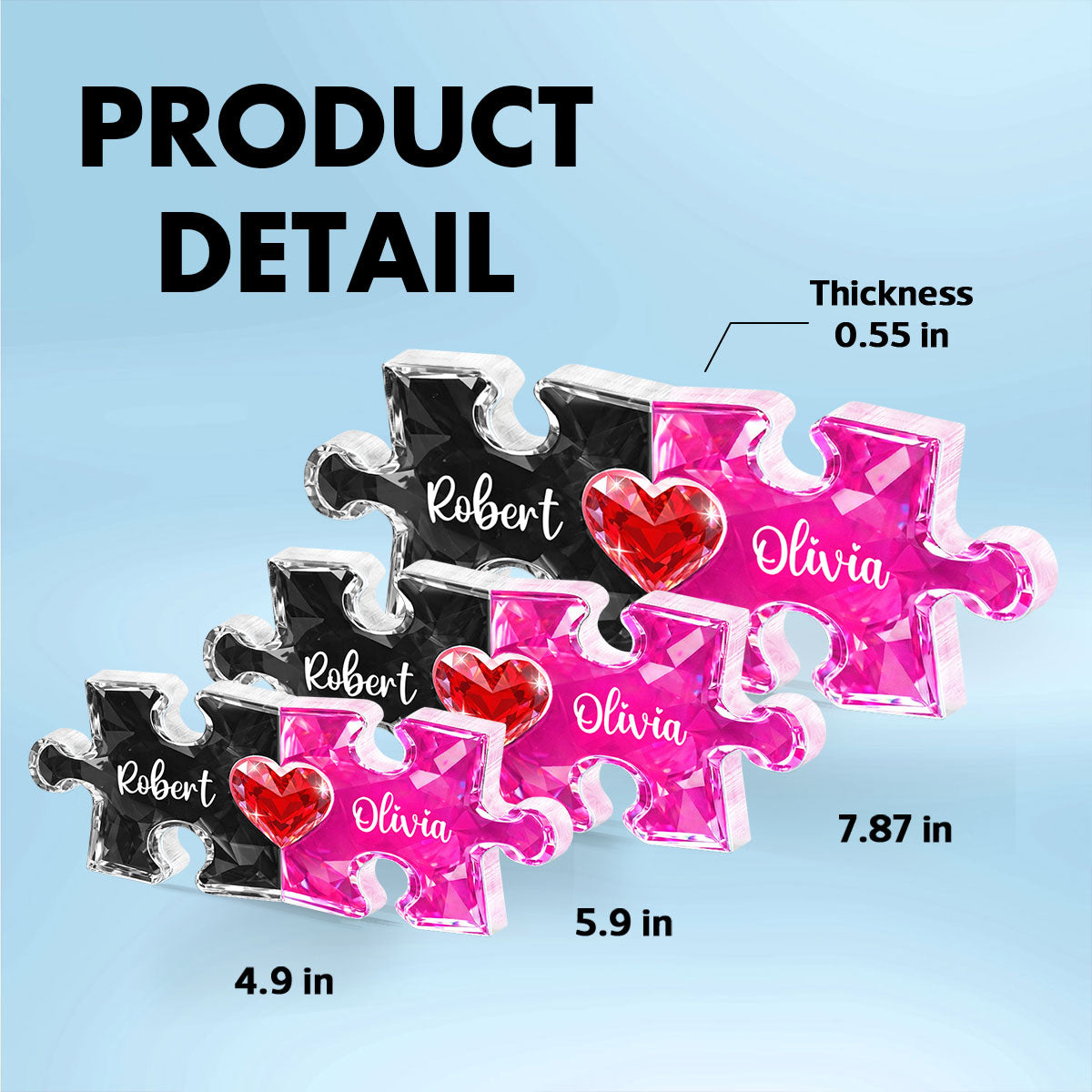 Couple Puzzles Name Sign for Valentines - Personalized Acrylic Block Plaque - Sentimental Gift for Him, for Her