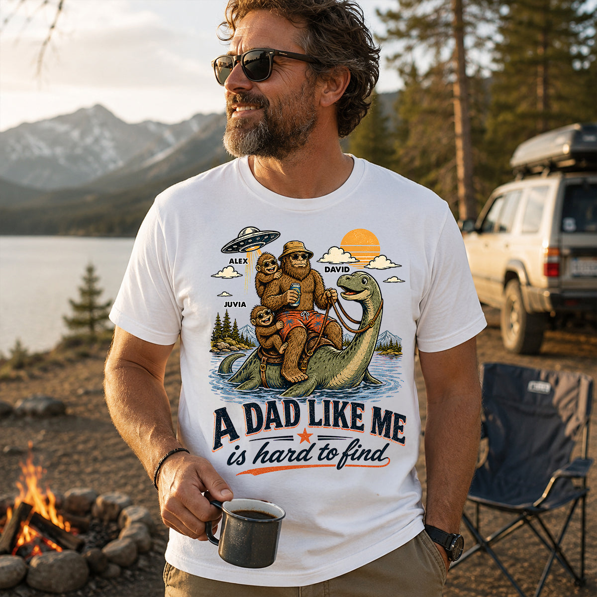 A Dad Like Me is Hard to Find Bigfoot Riding Monster - Personalized Shirt - Father's Day Gift for Dad, Husband