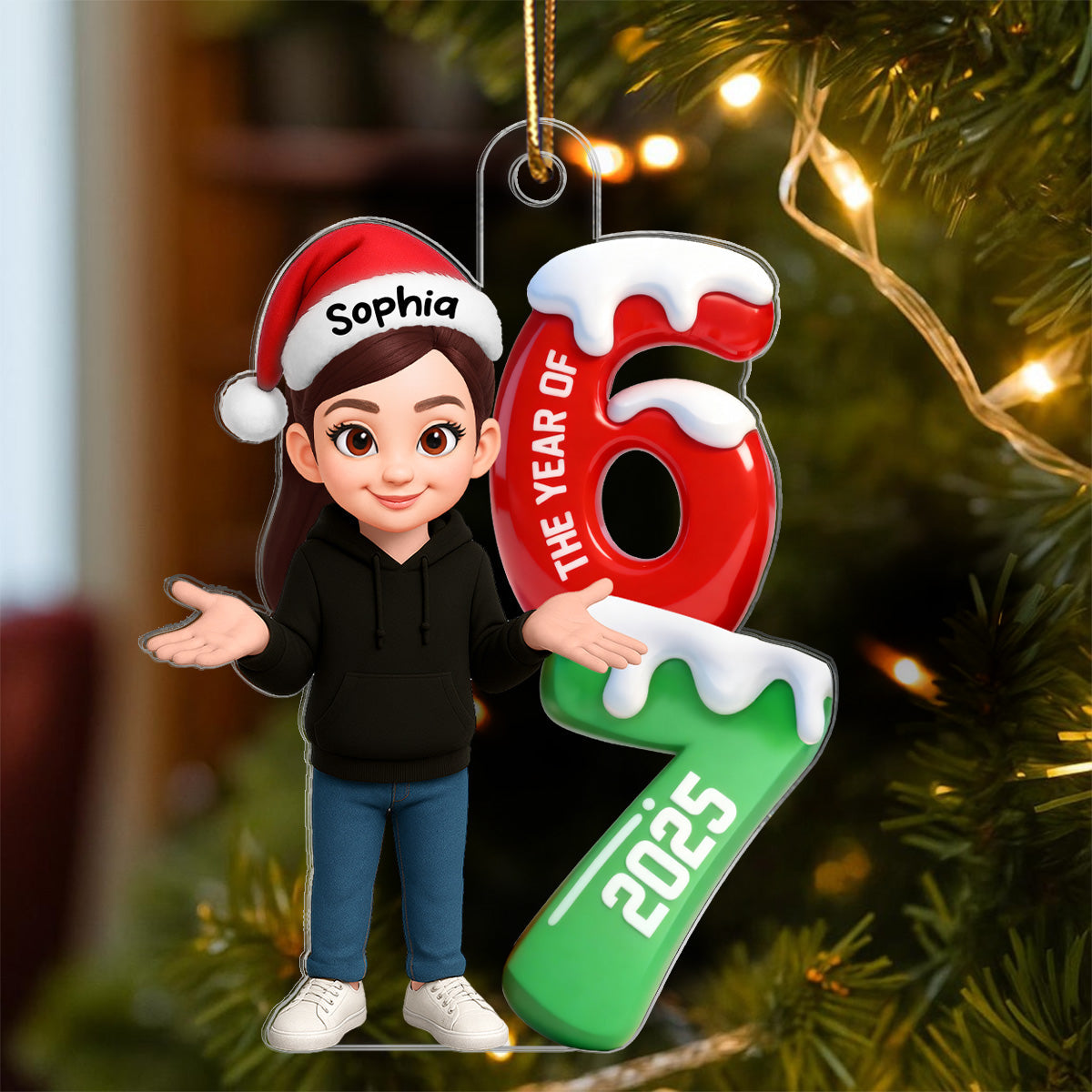 3D Effect 67 Six Seven 2025 Slang Christmas - Personalized Acrylic Ornament - Funny Christmas Gift For Teen, Grandkid, Gen Alpha