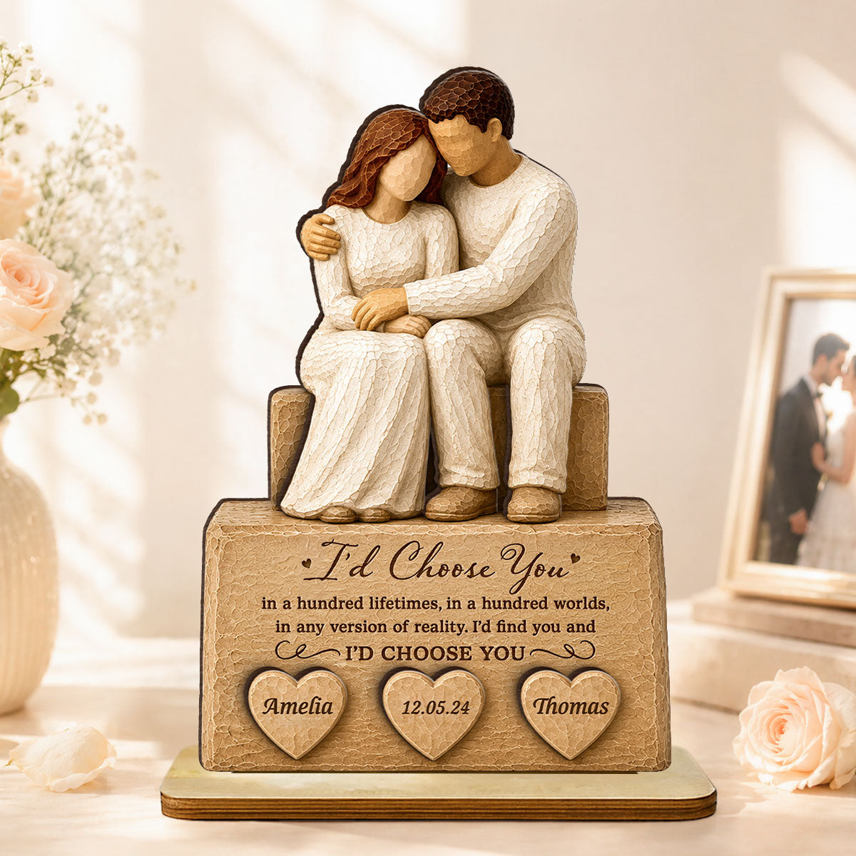 Forever Love Keepsake - Personalized 2-Layered Wooden Plaque - Anniversary Gift for Him, for Her