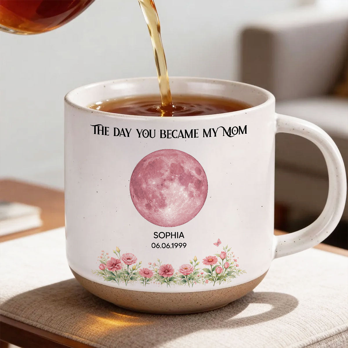 The Day You Became Our Mom Custom Moon Phase by Date - Personalized Pottery Mug - Mother's Day Gift for Mom, Wife