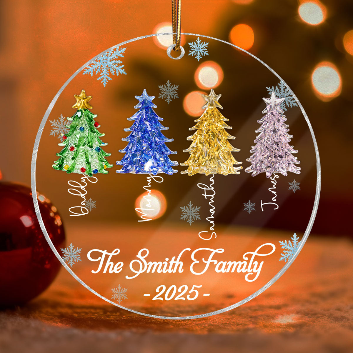 3D Crystal Effect Family Christmas Trees - Personalized Acrylic Ornament - Gift For Family