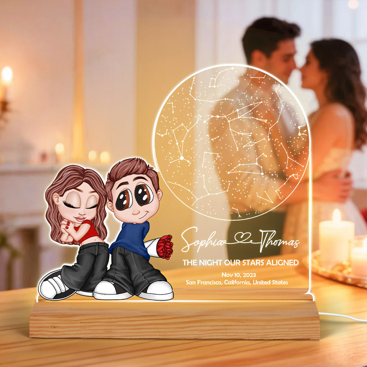 Y2K Couple Constellation Custom Star Map By Date & Location - Personalized Acrylic Plaque LED Night Light