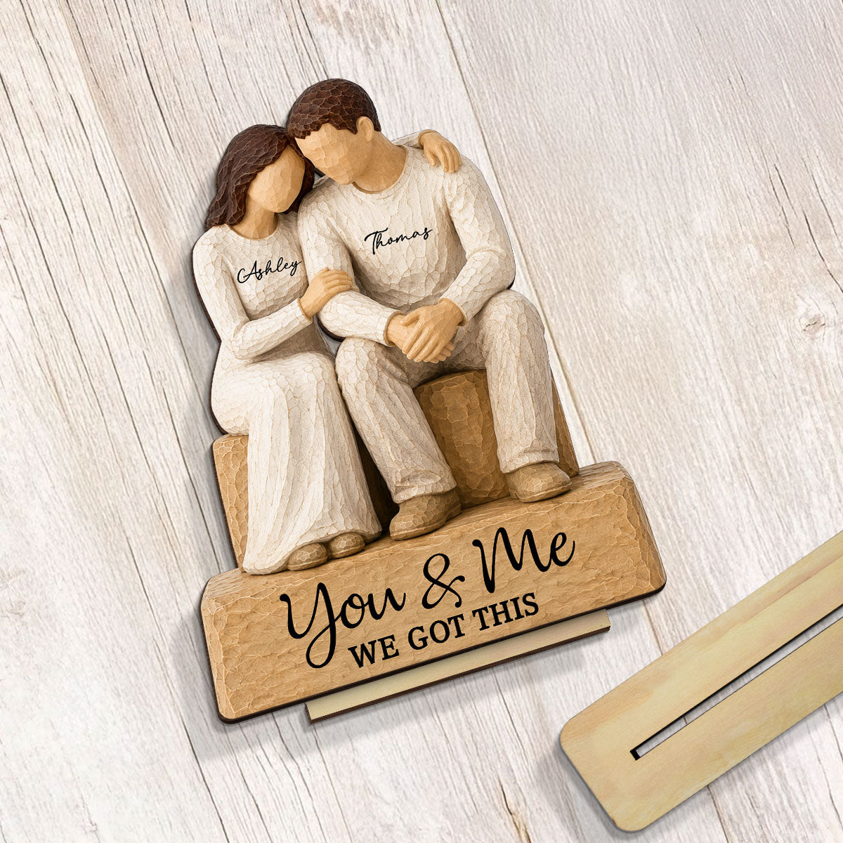 Rustic Sentimental Couple Forever Together - Personalized 2-Layered Wooden Plaque - Anniversary Gift For Couple