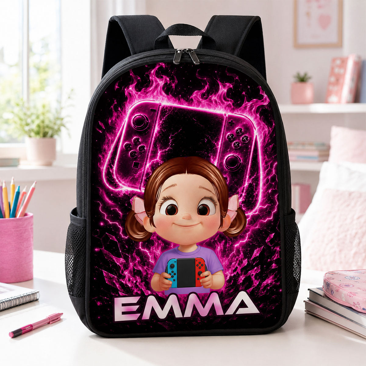 Gamer Trendy Design Backpack for Boys Girls - Personalized Backpack - Back to School Gift for Daughter, Son