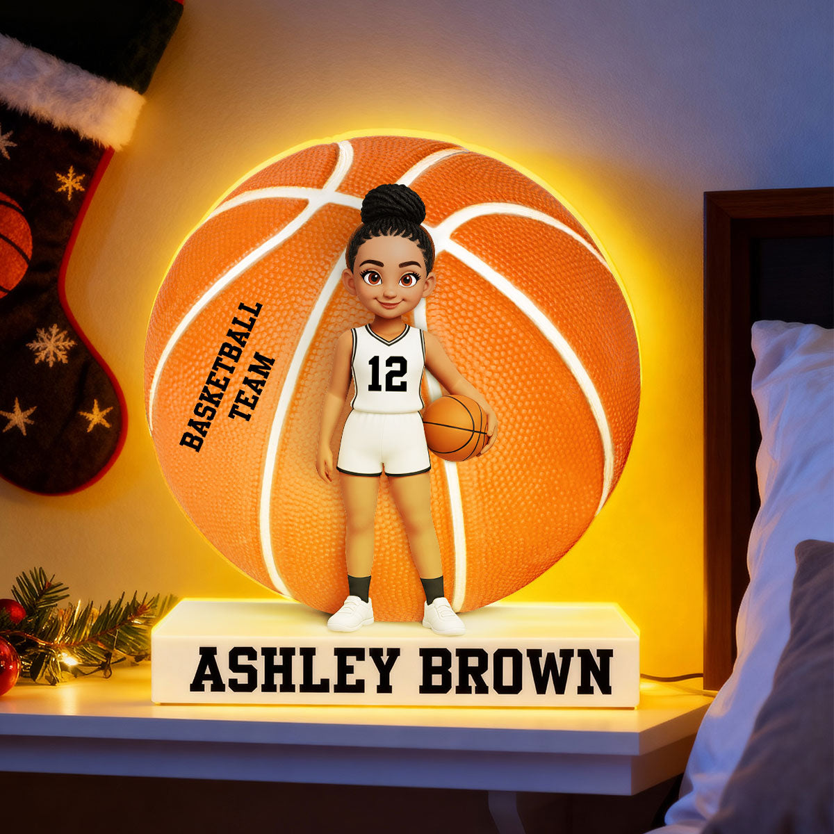 Basketball Boy Girl 3D Effect - Personalized Light Box - Christmas Gift for Teen Boy Girl Daughter Son