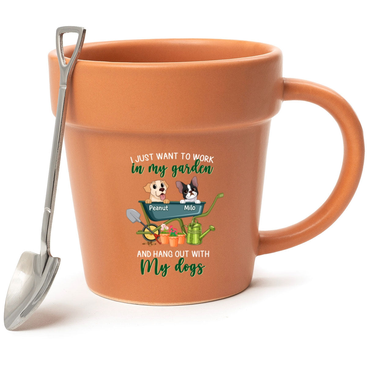 Just Want To Work In My Garden With My Dogs - Personalized Plant Pot Ceramic Mug - Gift For Gardening Lovers