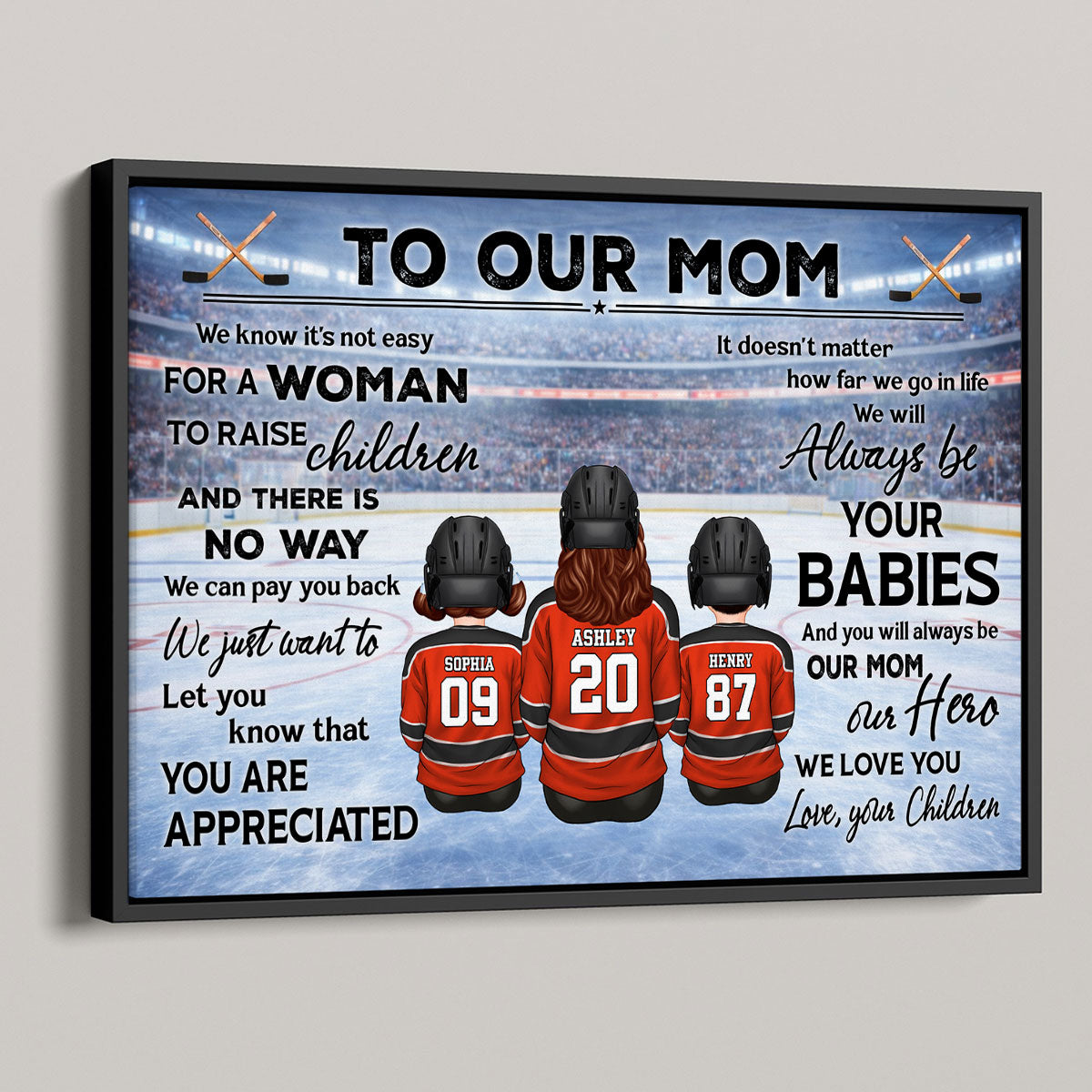To Our Mom Hockey Kids Family - Personalized Poster - Heartfelt Gift For Hockey Mom, Gift For Wife