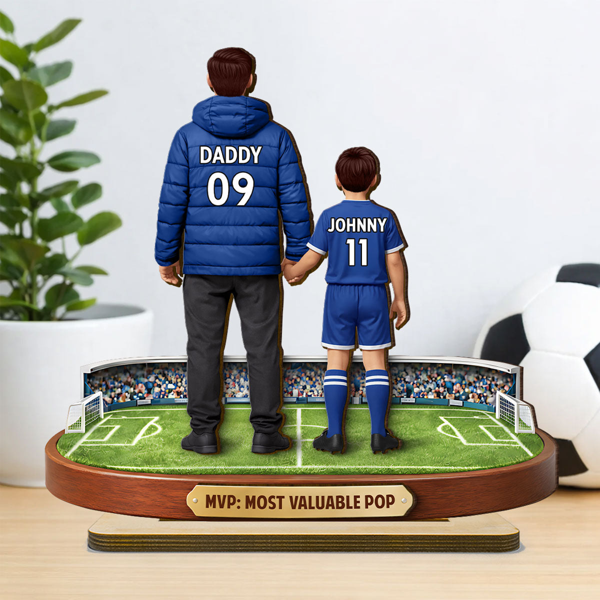 MVP Most Valuable Pop Soccer Dad - Personalized 2-Layered Wooden Plaque - Gift For Soccer Dad, Gift For Husband