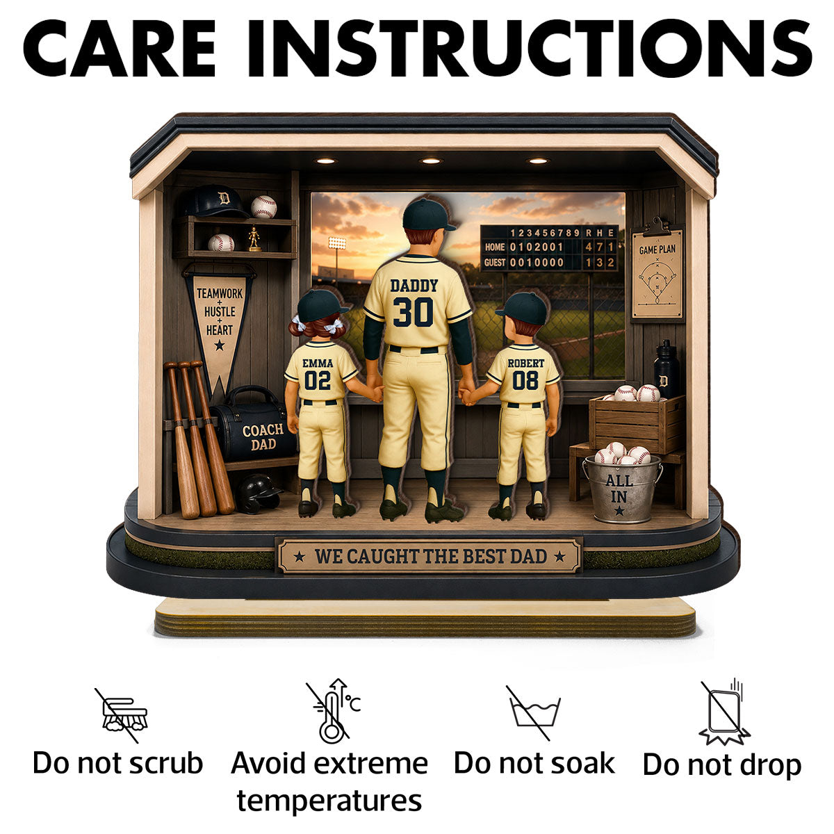 Home Run Baseball Dad & Kids - Personalized 2-Layered Wooden Plaque -  Gift For Dad, Husband