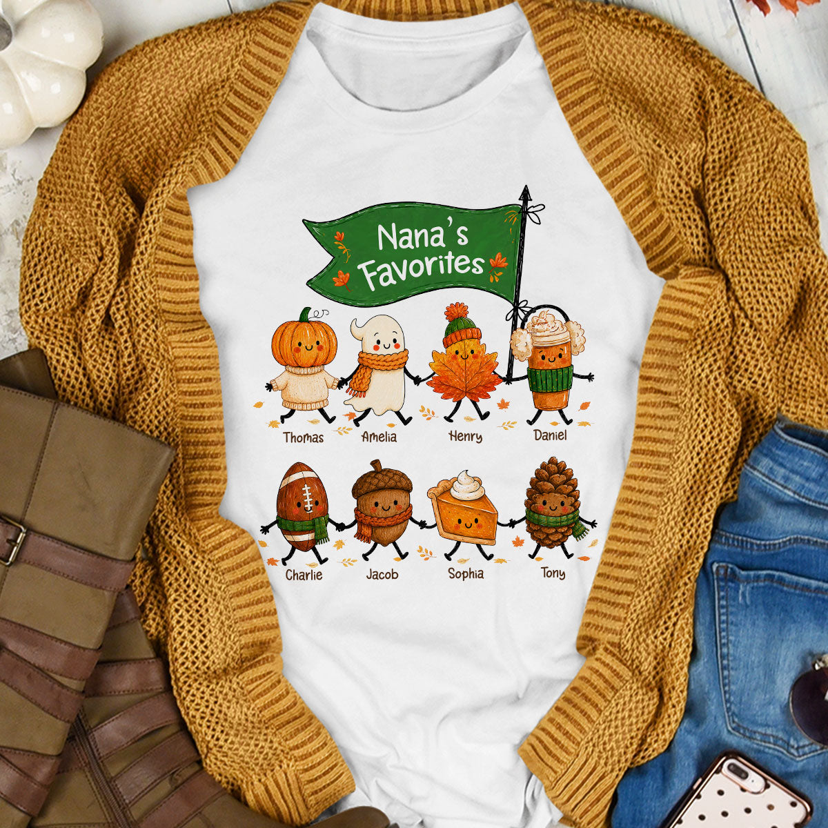 On-trend Fall Season Funny Kids - Personalized Shirt - Gift For Grandmas, Moms
