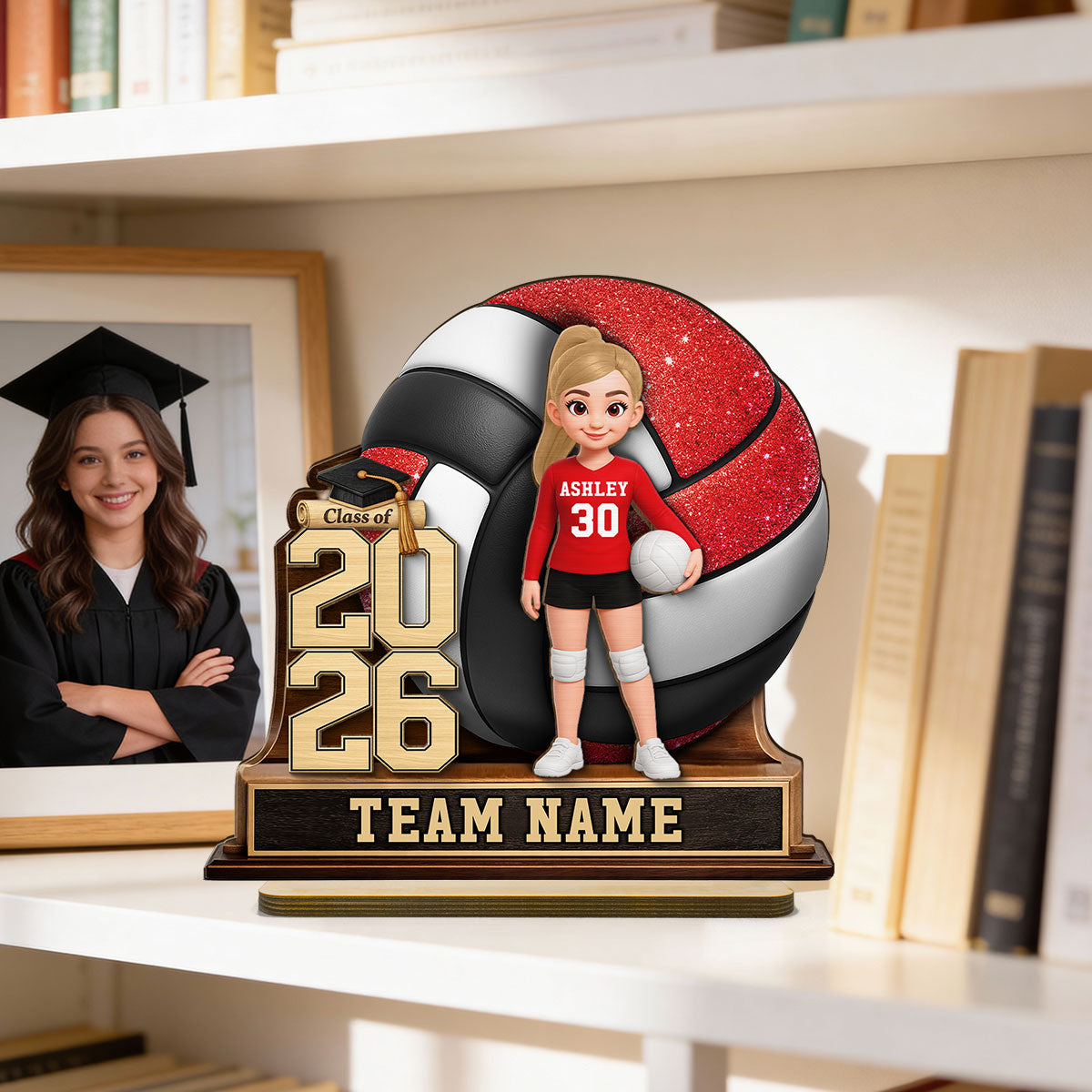 Volleyball Senior Keepsake 2D Flat - Personalized 2-Layered Wooden Plaque - Graduation Gift For Daughter, Graduates, Class of 2026