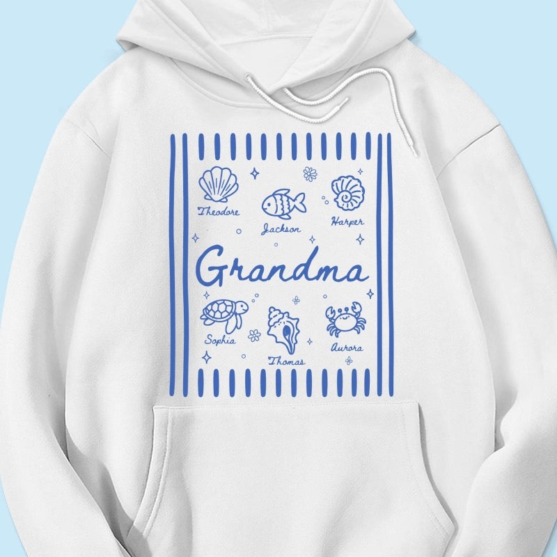 Blue Retro Summer Grandma Mom - Personalized Shirt