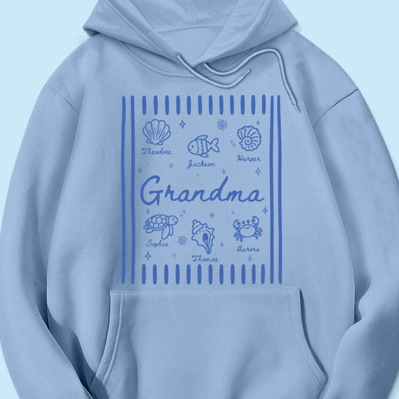 Blue Retro Summer Grandma Mom - Personalized Shirt
