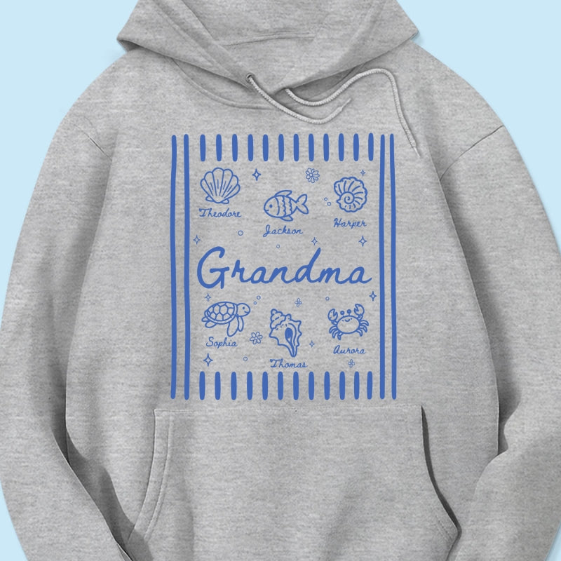 Blue Retro Summer Grandma Mom - Personalized Shirt