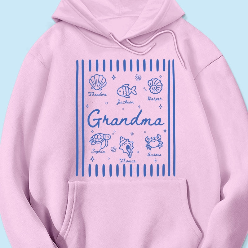 Blue Retro Summer Grandma Mom - Personalized Shirt