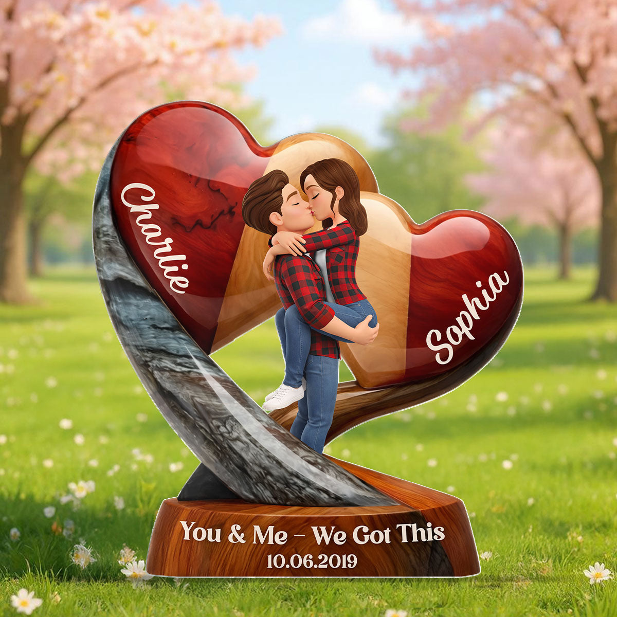 Couple Heart You & Me We Got This - Personalized Acrylic Block Plaque - Anniversary, Valentine's Day Gift, Gift For Him, Gift For Her