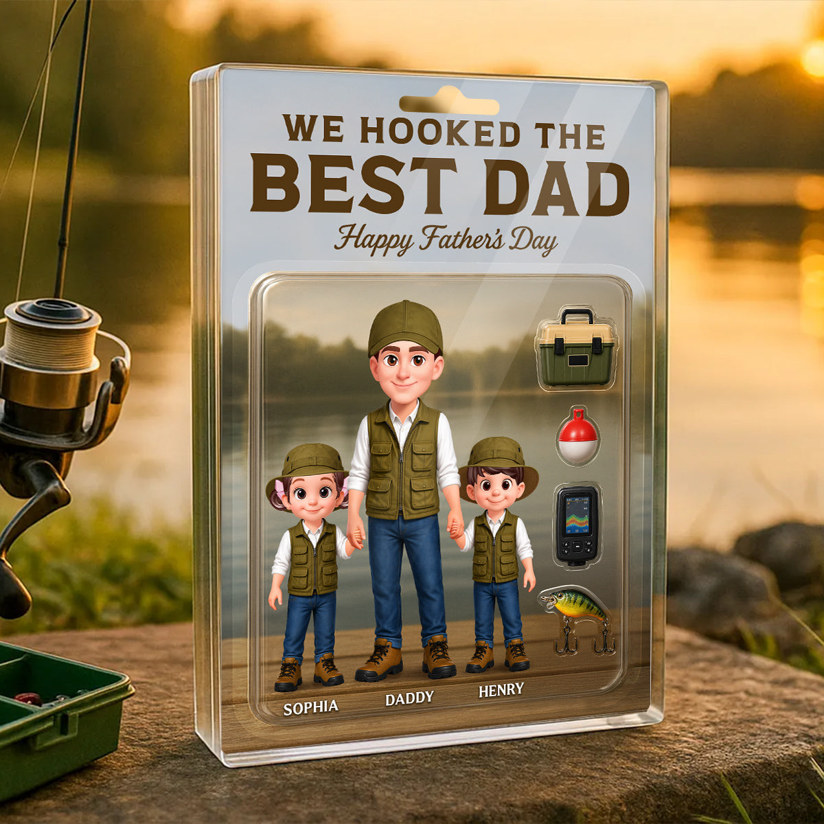 Fishing We Hooked The Best Dad - Personalized Acrylic Block Plaque -  Gift For Dad