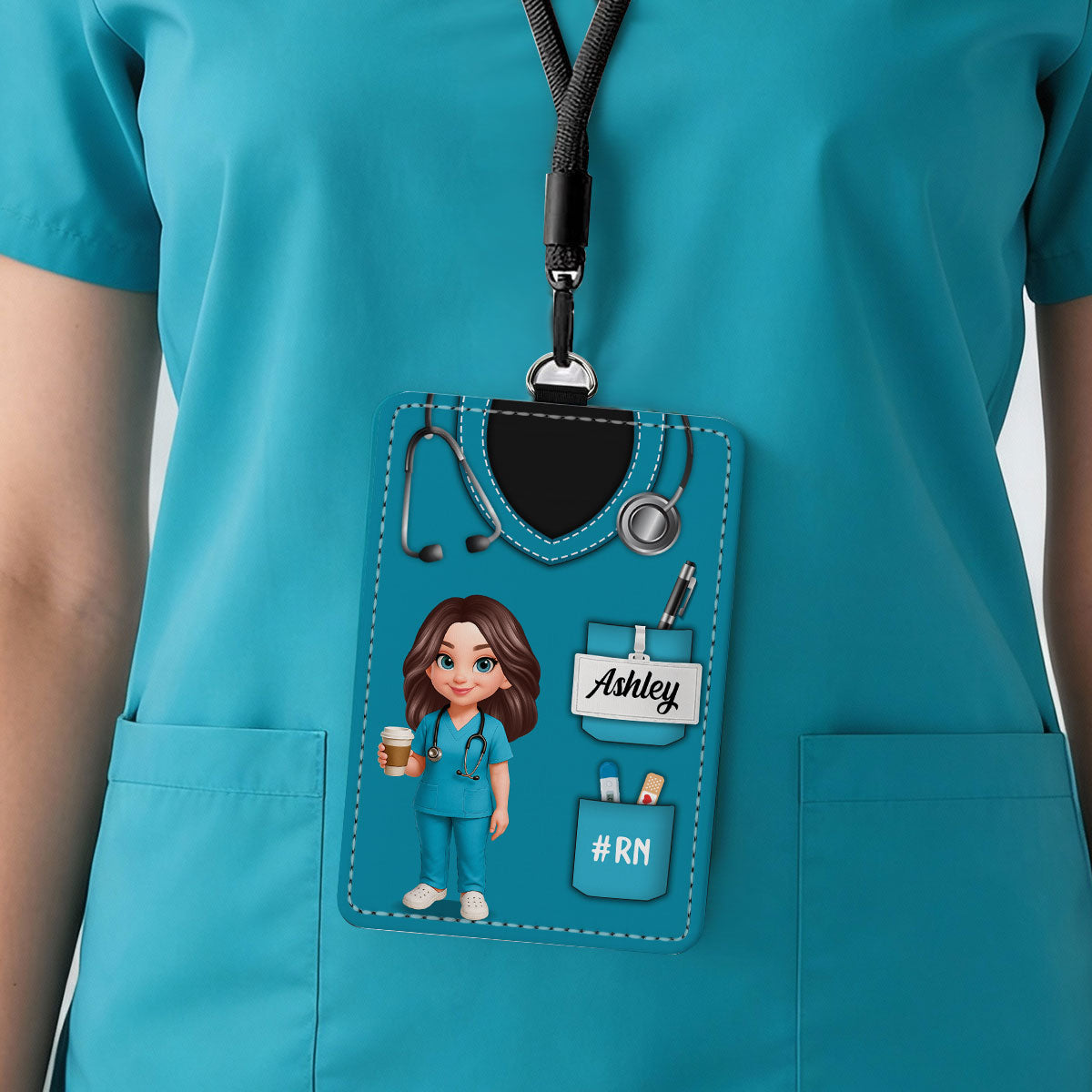 Nurse Uniform - Personalized ID Badge Holder - Gift For Nurse