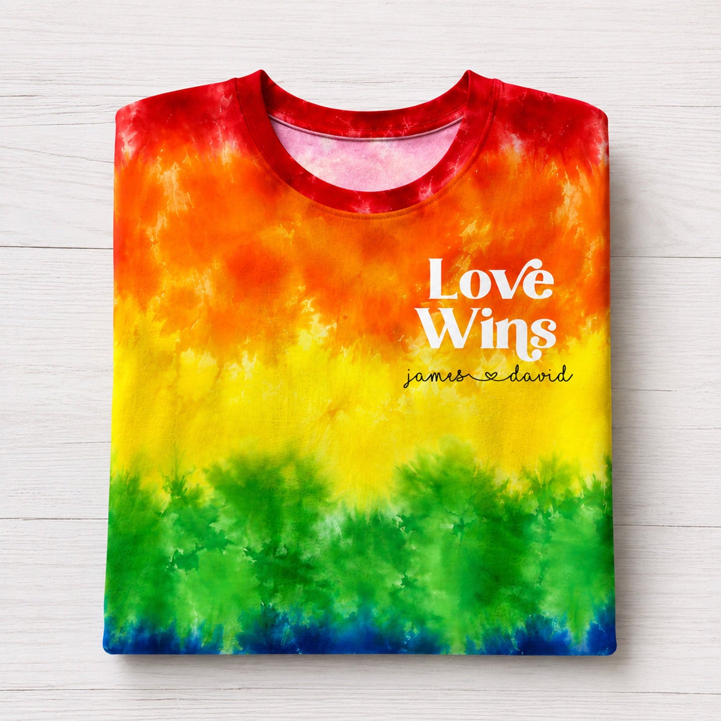 Love Wins Rainbow Tie Dye Pride Theme - Personalized Shirt - Pride Month Keepsake