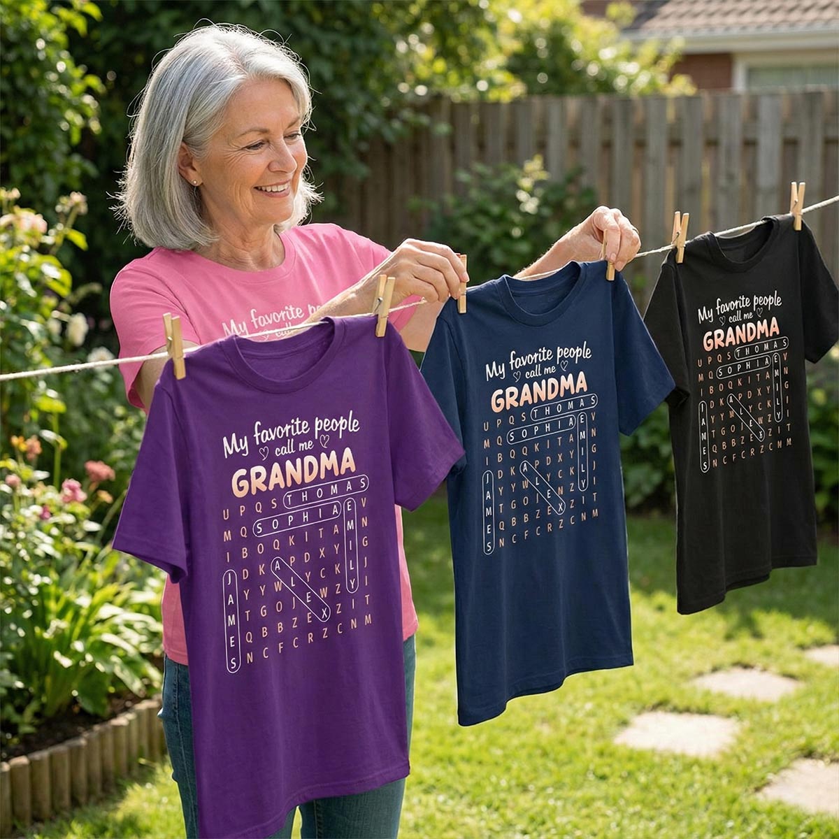 Favorite People Call Me Grandma Word Search Puzzle - Personalized Shirt - Mother's Day Gift For Grandma