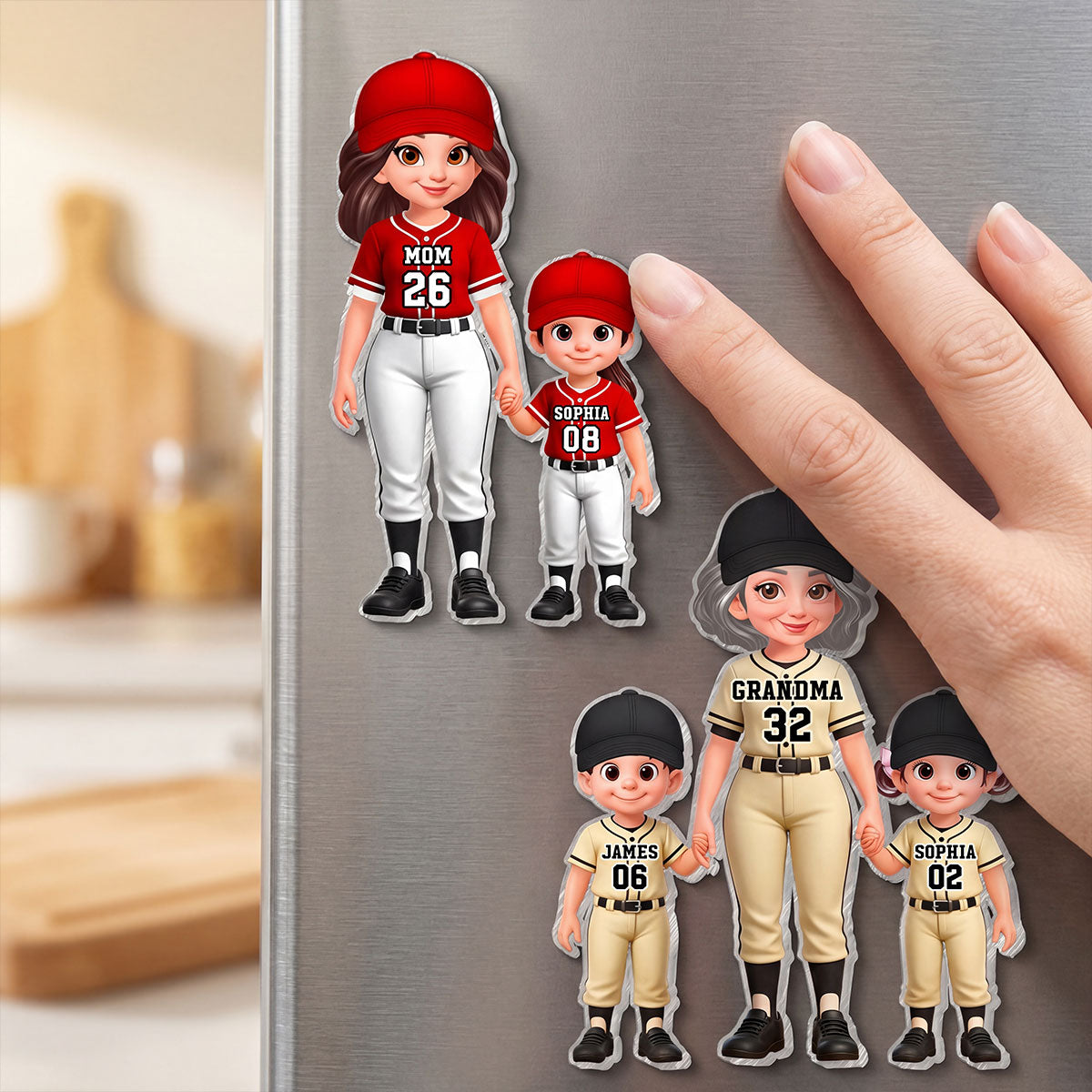 Baseball My Favorite Players Call Me Grandma Mom - Personalized Acrylic Fridge Magnet - Mother's Day Gift For Grandma, Mom
