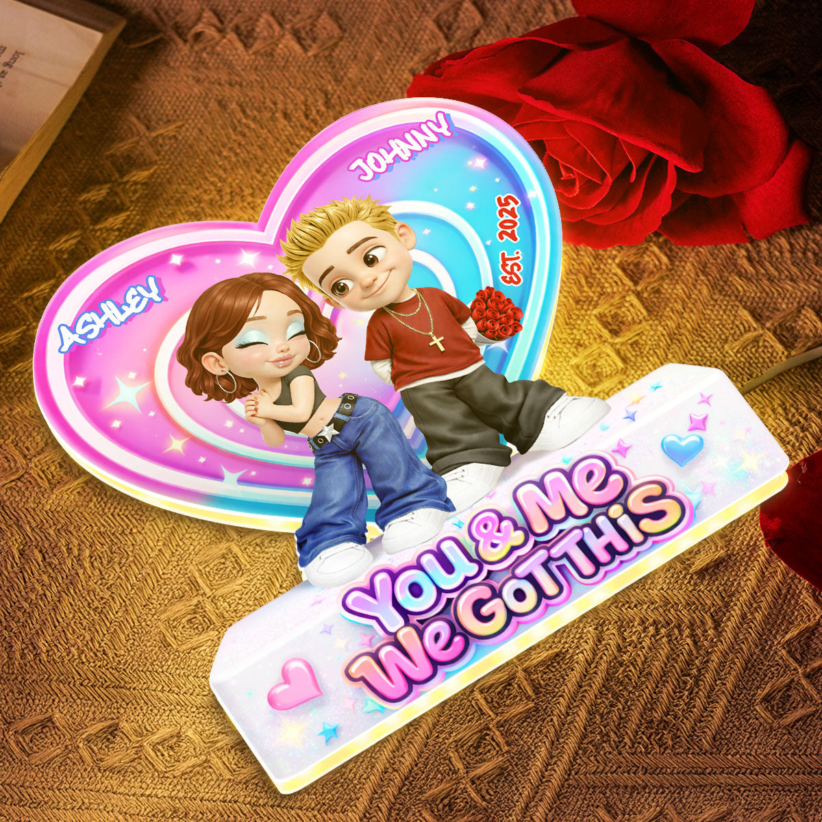Eternal Love Y2K Couple Aura Heart Aesthetic - Personalized Light Box - Heartfelt Valentine's Day Gift For Him, Gift For Her
