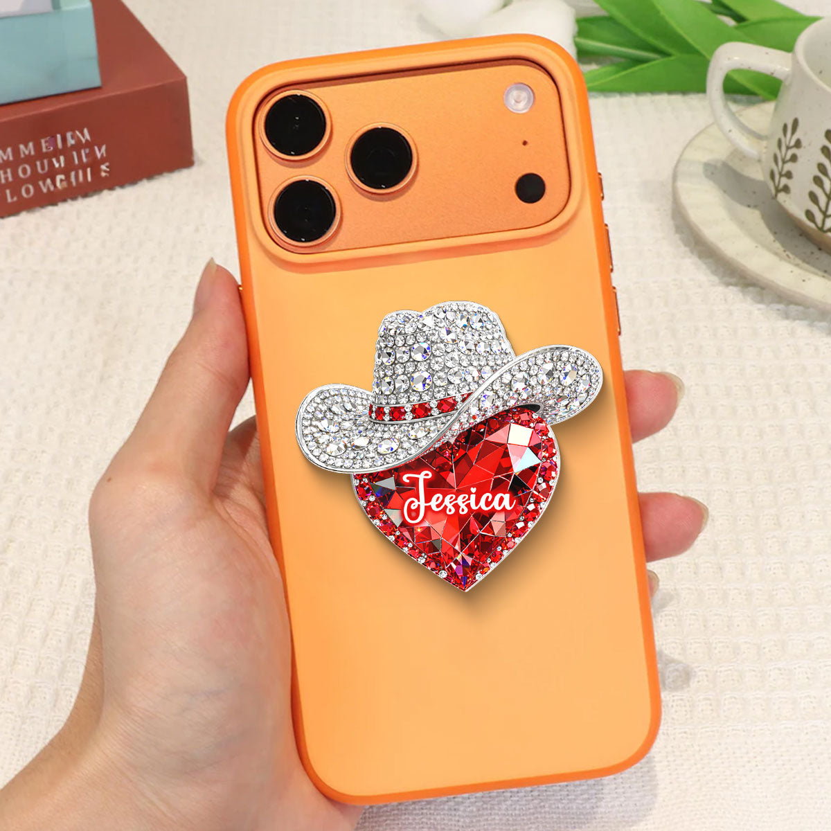 Western Valentine Heart 3D Effect - Personalized Acrylic Magnetic Phone Grip - Anniversary, Valentine's Day Gift, Gift For Her