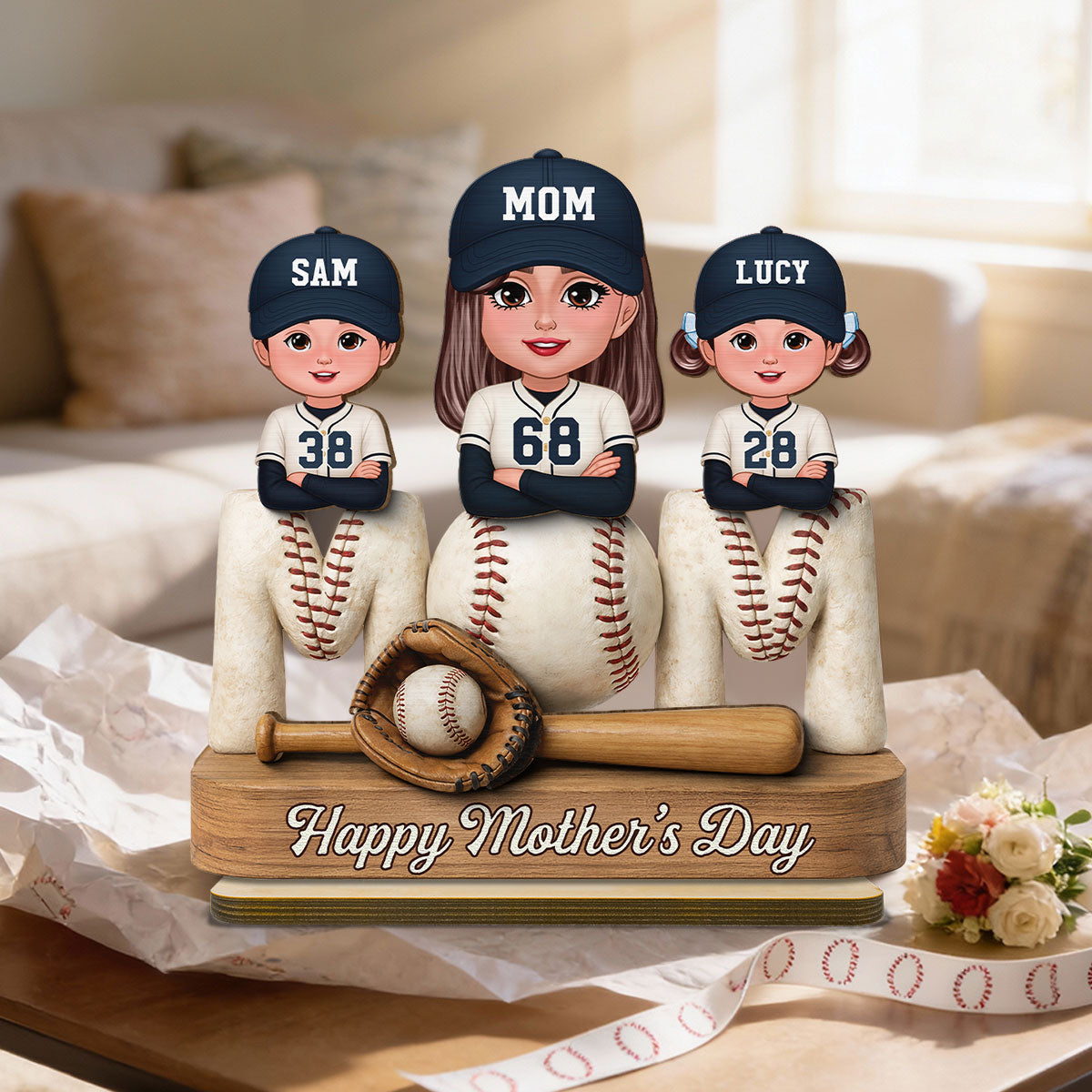 Proud Baseball Mom - Personalized 2-Layered Wooden Plaque - Gift For Mom