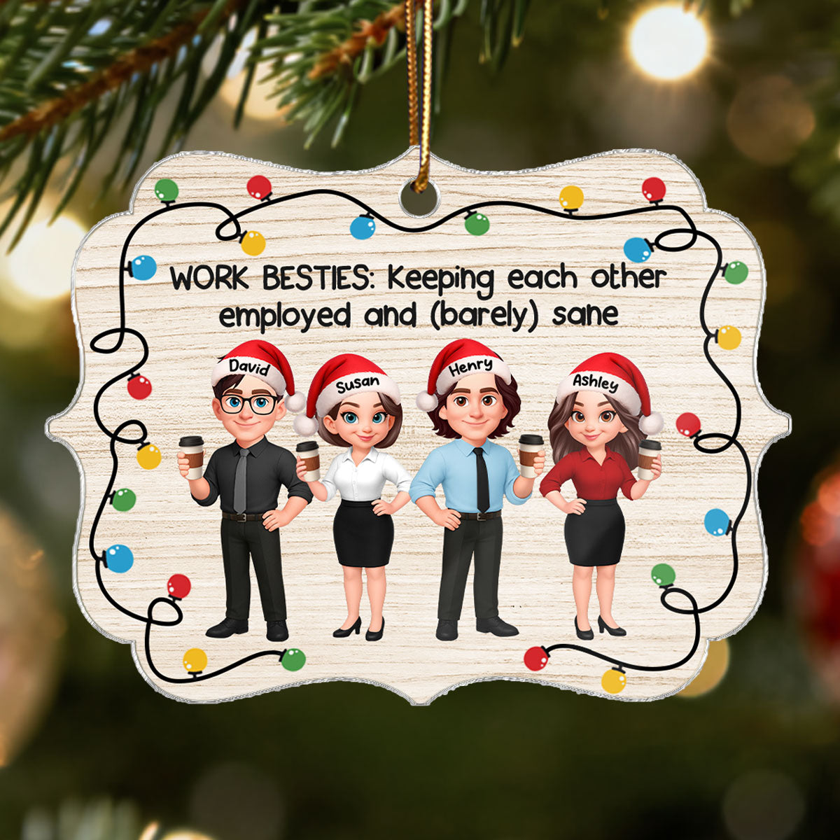 Work Besties Keeping Each Other Employed - Personalized Acrylic Ornament - Funny Gift For Work Besties, Colleagues