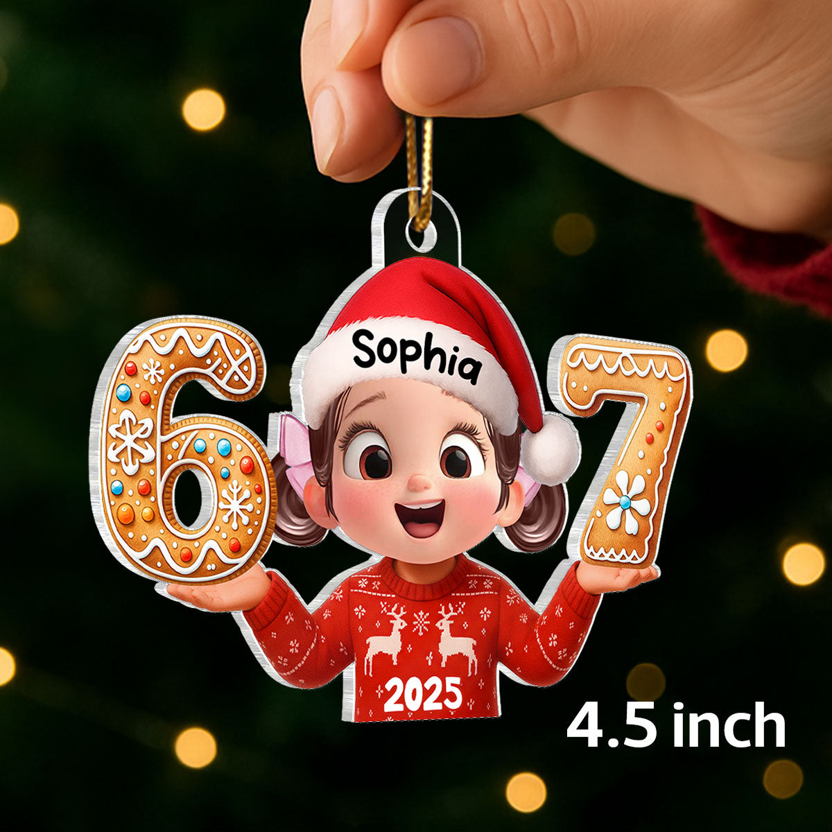 Funny Trendy Custom Six Seven 67 - Personalized Acrylic Ornament - Teen Slang Funny Tree Decor, Funny Teen Grandkid Gift