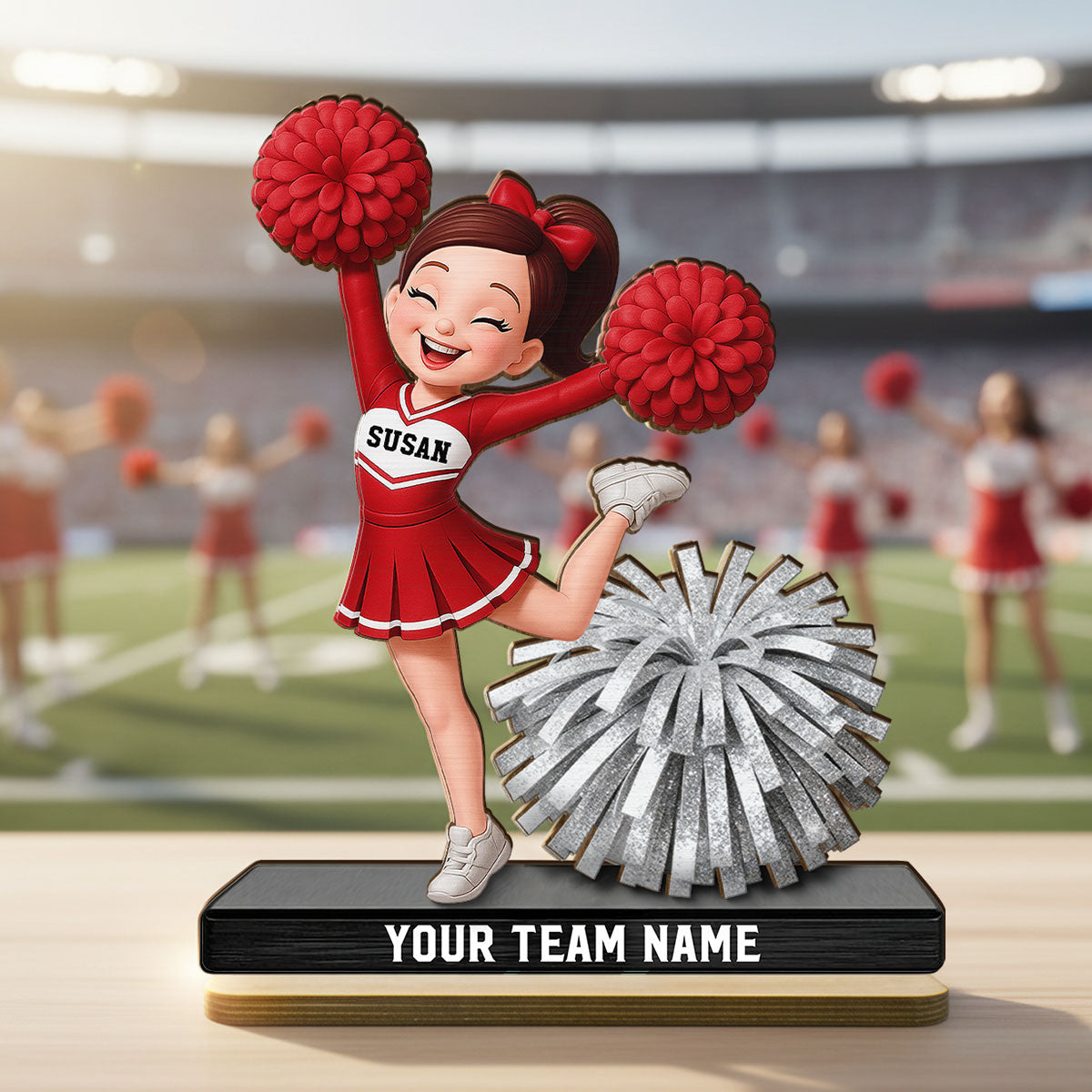 Proud Cheerleader - Personalized 2-Layered Wooden Plaque - Gift For Cheerleaders