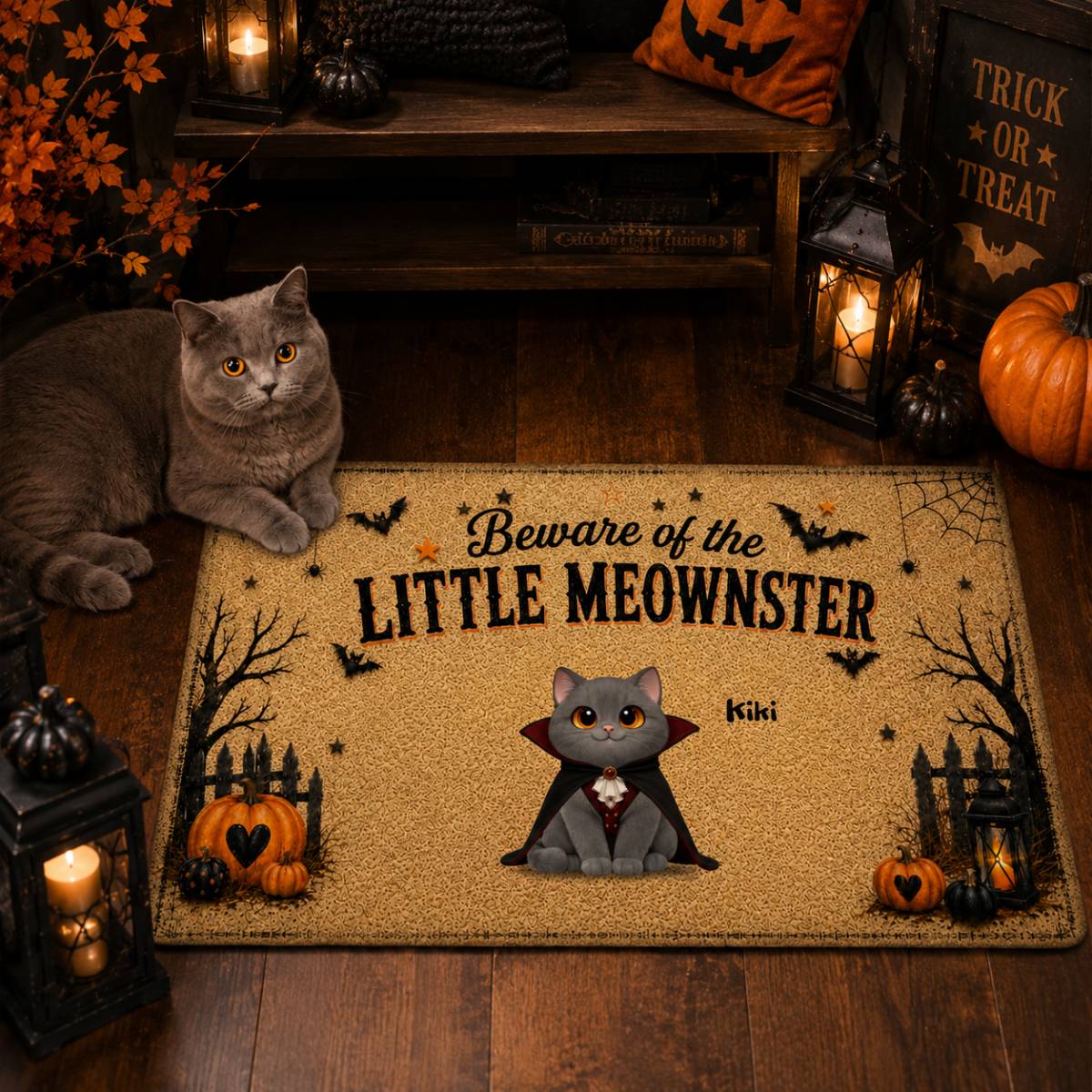Spooky Halloween Beware of Little Cats Meownsters - Personalized Doormat - Halloween Gift For Cat Lovers, Halloween Decor