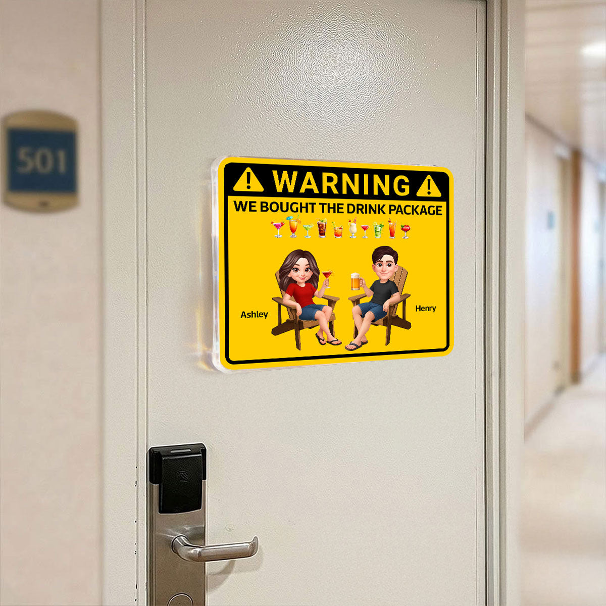Couple Warning Caution We Bought The Drink Package - Personalized Cruise Ship Door Magnet - Funny Cruise Decorations Magnet, Summer Drink Package Cruise Magnet