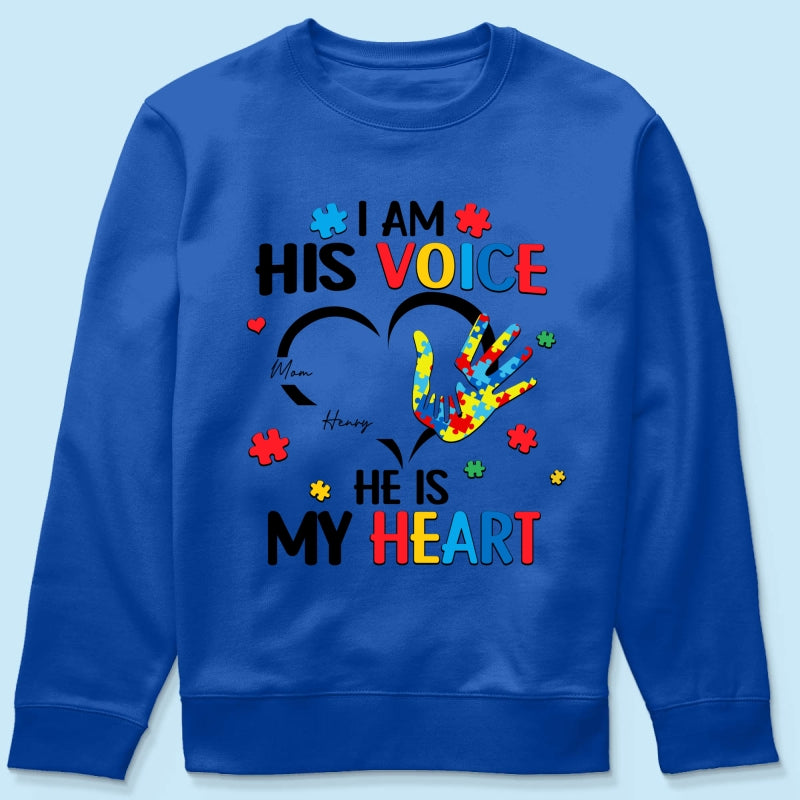 I'm His Voice He's My Heart Autism - Personalized Shirt - Autism Awareness