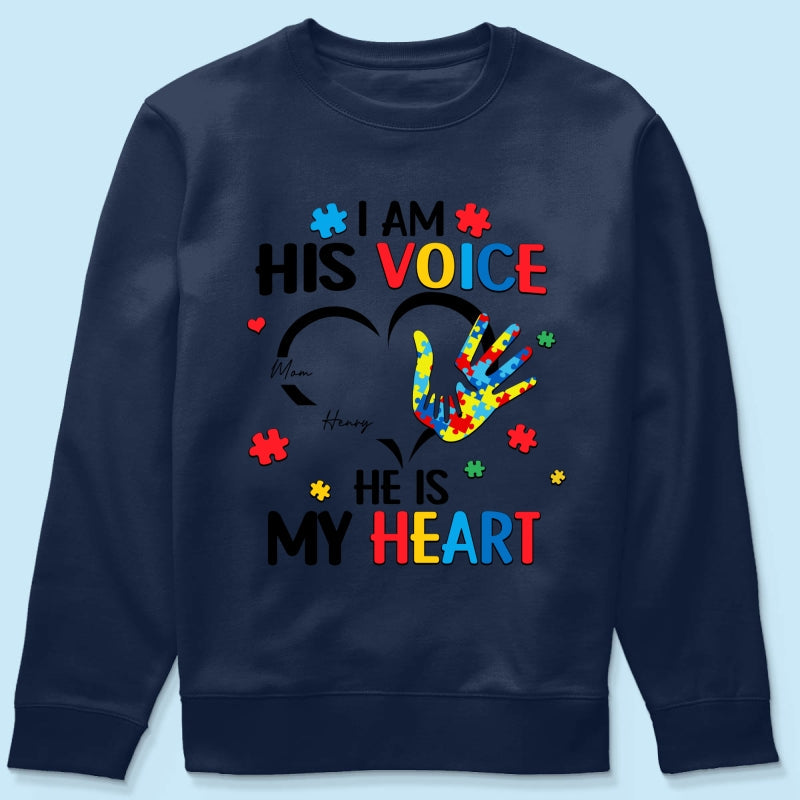 I'm His Voice He's My Heart Autism - Personalized Shirt - Autism Awareness