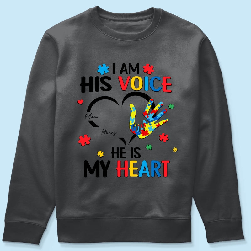 I'm His Voice He's My Heart Autism - Personalized Shirt - Autism Awareness