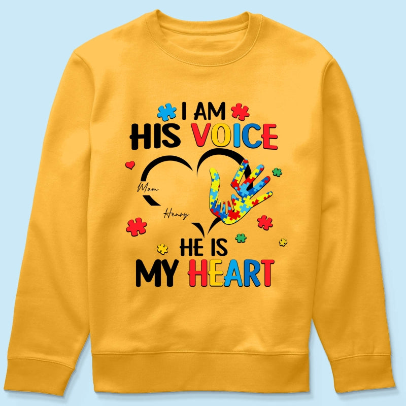 I'm His Voice He's My Heart Autism - Personalized Shirt - Autism Awareness